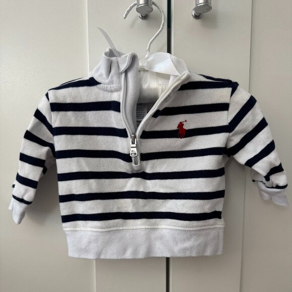 Ralph Lauren Striped Half Zip Sweatshirt Baby - Picture 1 of 3